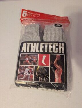 Vintage Atletech Gray Tube Socks Crew Length Size 10-13 K Mart 6 Pairs NOS
